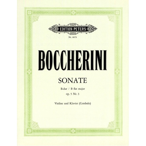 Sonata Op. 5 No. 3 in B Flat for Violin and Piano by Luigi Boccherini, Edition Peters, 1 Page