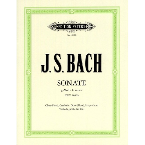 Bach - Sonata in G Minor BWV 1030b for Oboe and Piano, Edition Peters
