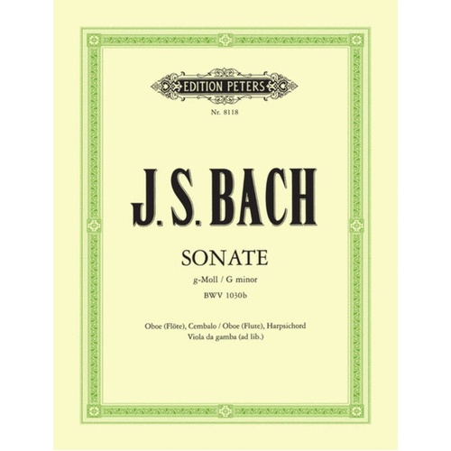 Bach - Sonata G Min Bwv 1030B Oboe(Flute)/Piano (Softcover Book)