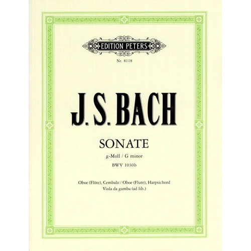 Bach - Sonata in G Minor BWV 1030b for Oboe/Piano, Edition Peters, 1 Page
