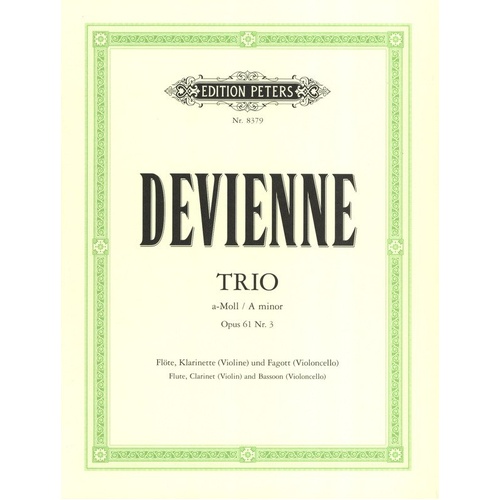 Trio Op. 61 No. 3 for Cello, Flute, and Violin by Francois Devienne - Edition Peters