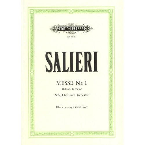 Salieri Mass No. 1 in D 'Hofkapellmeister-Messe' Vocal Score by Theo Molich, Edition Peters, 80 pages