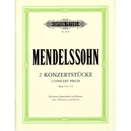 2 Concert Pieces Op. 113 Op. 114 for 2 Clarinets and Piano by Mendelssohn, Edition Peters