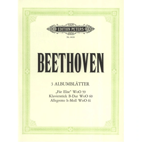 Beethoven Album Leaves 3 for Piano Solo, Edition Peters, 1 Page