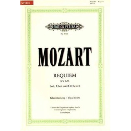 Requiem K 626 D Minor Urtext Vocal Score by Mozart, Edition Peters