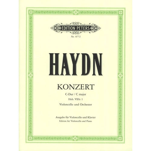 Haydn - Concerto Hob 7B No 1 C for Cello/Piano Urtext Edition Peters