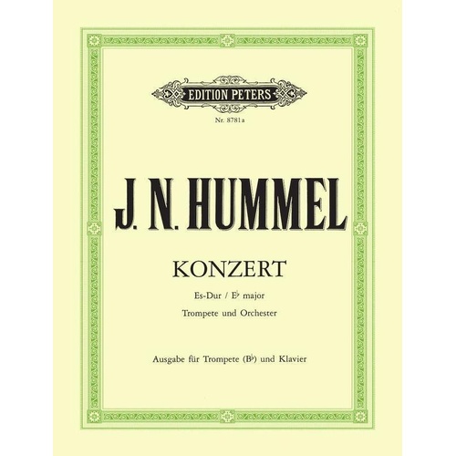 Hummel Concerto for E Flat Trumpet and Piano by Edition Peters