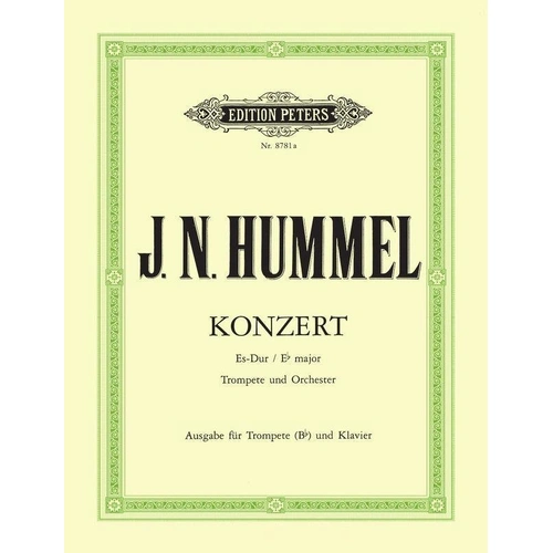 Hummel Concerto in E Flat for Trumpet and Piano - Edition Peters
