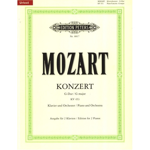 Concerto K. 453 G for 2 Pianos 4 Hands by Wolfgang Amadeus Mozart, Edition Peters