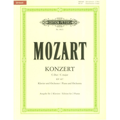 Mozart Piano Concerto No 21 in C Major K 467 for 2 Pianos 4 Hands Edition Peters