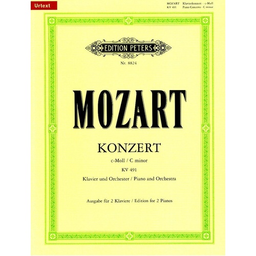 Concerto K 491 C Minor for 2 Pianos 4 Hands by Mozart, Edition Peters