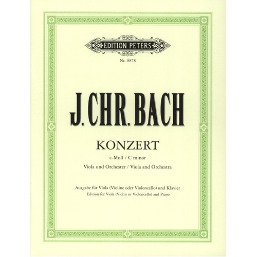 JC Bach - Concerto in C Minor for Viola or Cello/Piano by Edition Peters