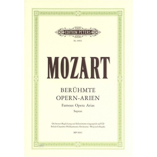 Mozart - Famous Opera Arias for Soprano, Edition Peters, Voice, 1 Page