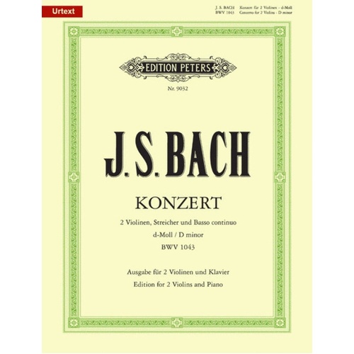 Bach - Concerto Bwv 1043 D Min 2 Violins/Piano (Softcover Book)