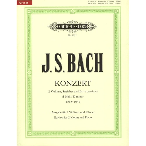 Bach Concerto BWV 1043 D Minor for 2 Violins & Piano, Edited by Oistrach, Edition Peters