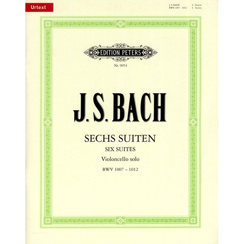 Bach: 6 Suites BWV 1007-1012 for Cello Solo, Edition Peters, Ed. Rubardt, 1 Page
