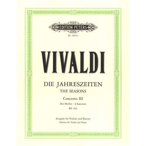 Vivaldi - Four Seasons Autumn Concerto F Op 8 No 3 for Violin and Piano