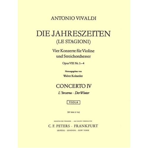 Concerto F Min Op 8 No 4 Winter - Viola Part (Part) Book