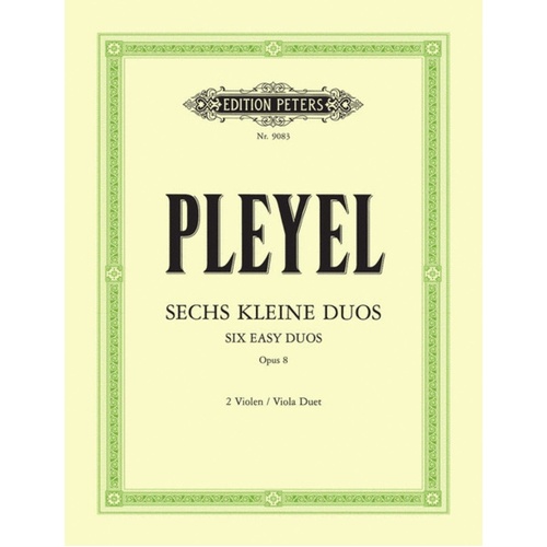 Playel - 6 Easy Duos Op 8 For 2 Violas Ed Matz (Softcover Book)