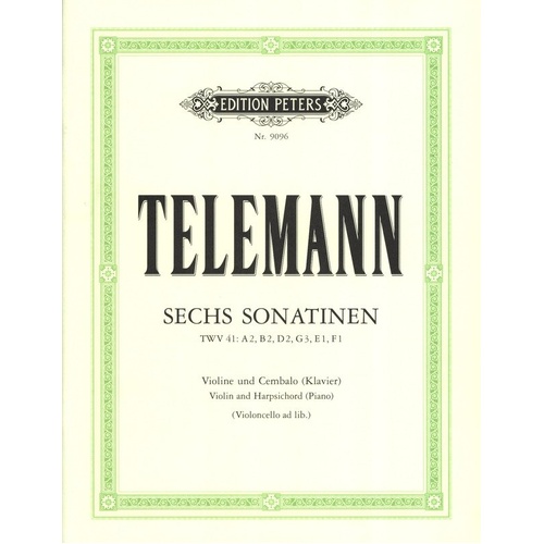 Sonatinas for Violin and Piano by Georg Philipp Telemann, Edition Peters, 6 Sonatinas, 1 Page