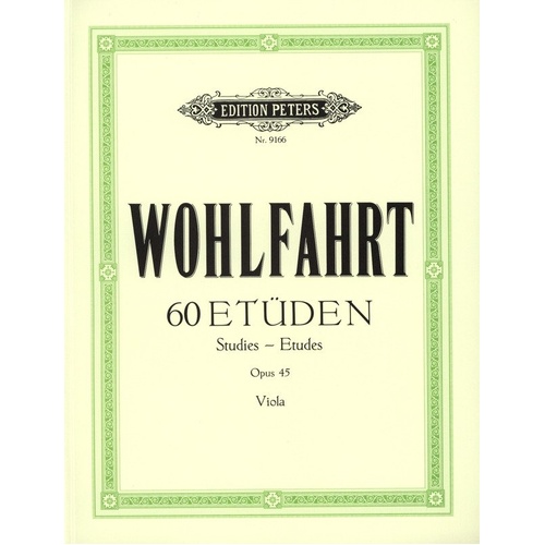 Wohlfahrt 60 Studies Op. 45 for Viola - Edition Peters, Viola Solo, 1 Page