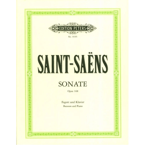 Saint-Saens Sonata Op. 168 for Bassoon and Piano - Edition Peters