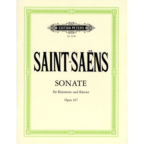 Saint-Saens Sonata Op. 167 for Clarinet and Piano Urtext Edition