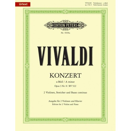 Vivaldi - Concerto A Min Op 3 No 8 2Violins/Piano (Softcover Book)