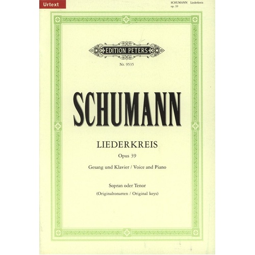 Schumann - Liederkreis Op 39 for High Voice, Edition Peters, Vocal Sheet Music