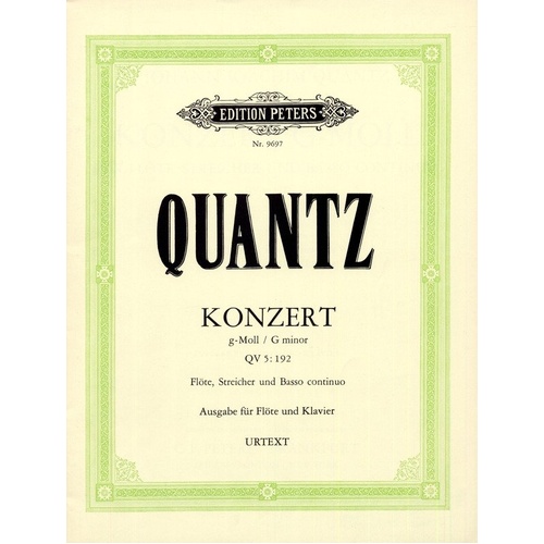 Quantz - Concerto G Minor QV5/193 for Flute and Piano, Edited by Klaus Burmeister