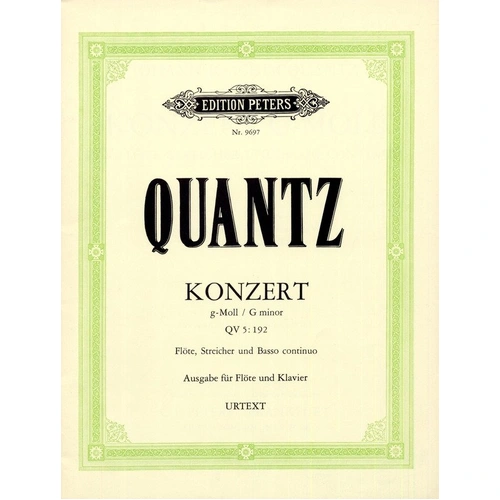 Quantz - Concerto G Minor QV5/193 for Flute and Piano, Edited by Klaus Burmeister, Edition Peters