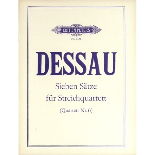 Dessau - Seven Movements For String Quartet Parts (Set Of Parts) Book