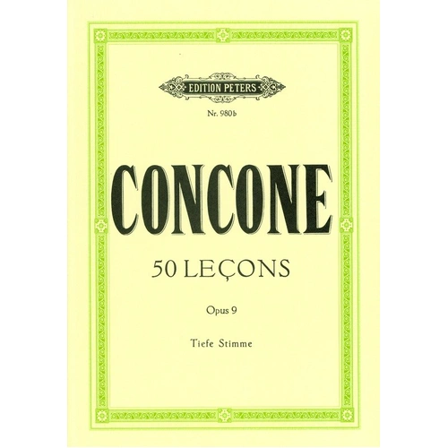 Concone 50 Lessons Op. 9 for Low Voice - Edition Peters