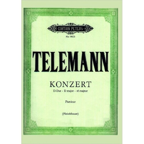 Telemann - Concerto D 2 Flute/Violin/Cello/Strings Score Book