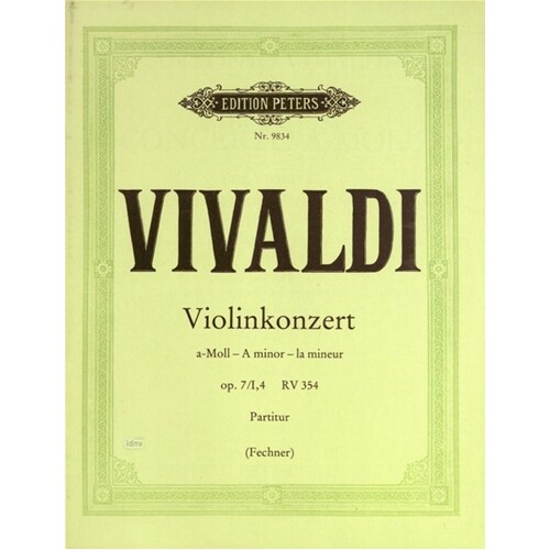 Vivaldi - Violin Concerto A Min Op 7/I,4 Rv354 Score Book