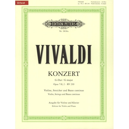 Vivaldi Concerto Op. 7 Bk 2 No. 2 G RV 299 for Violin - Edition Peters