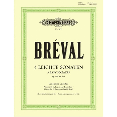 Easy Sonatas 3 Op 40 No 1-3 Vc/Double Bass (Softcover Book)