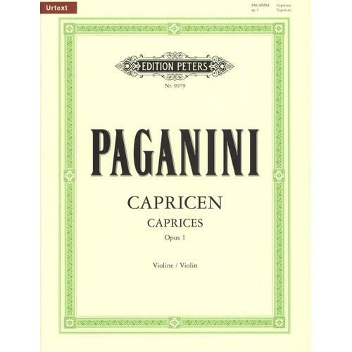 Paganini 24 Caprices Op. 1 Violin Solo Urtext Edition Peters