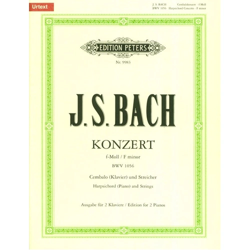 Concerto No 5 BWV 1056 F Min for 2 Pianos 4 Hands Urtext Edition
