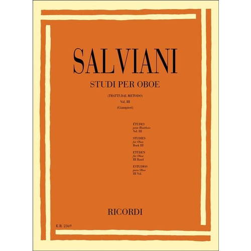 Salviani - Studies For Oboe Vol 3 (Softcover Book)