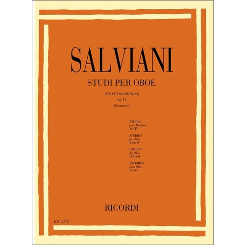 Salviani - Studies For Oboe Vol 4 (Softcover Book)