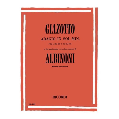 Albinoni - Adagio In G Minor Piano Solo Book