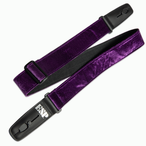 ESP Lock-It Strap 2" Crushed Velvet Purple with Black Poly Backing