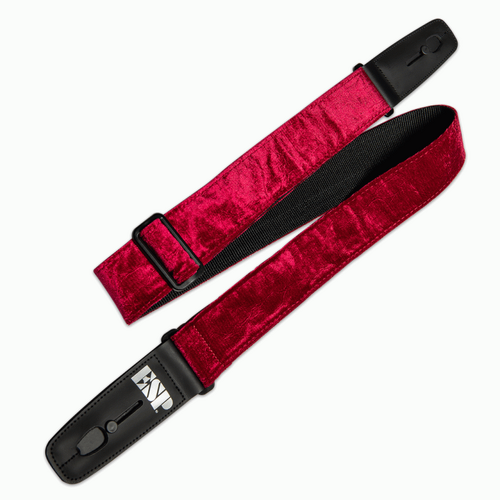 ESP Lock-It Strap 2" Crushed Velvet Red with Black Poly Backing