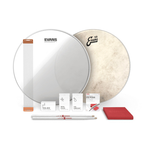 Evans 14" Calftone Snare Tune Up Kit with PureSound Snare Wire and ProMark Drumsticks