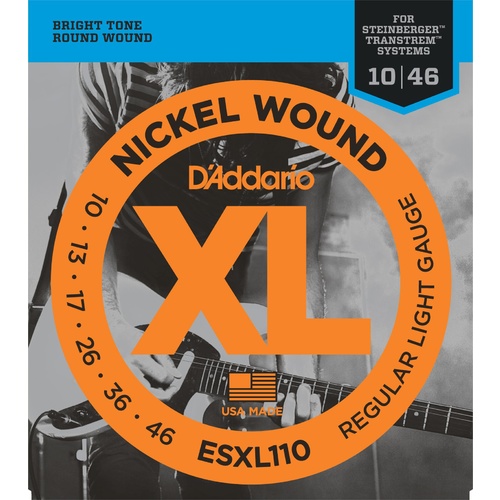 D'Addario ESXL110 Nickel Wound Electric Guitar Strings, Regular Light, Double Ball End, 10-46
