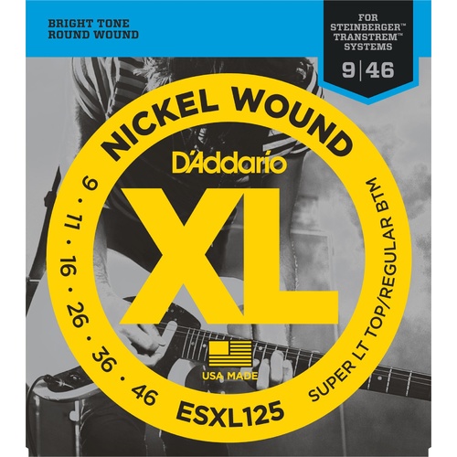 D'Addario ESXL125 Nickel Wound Electric Guitar Strings, Super Light Top- Regular Bottom, Double Ball End, 9-46
