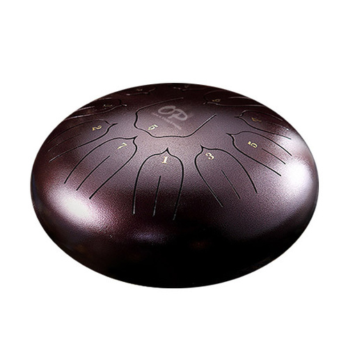 Opus Percussion 10" Metal 11-Note Lotus Carves Style Tongue Drum - Chestnut