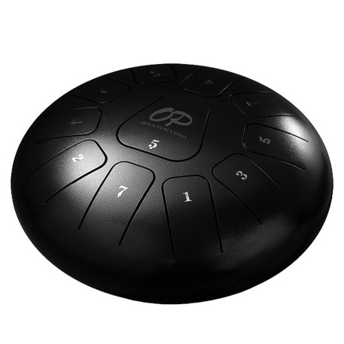 Opus Percussion 12" Metal 11-Note Tongue Drum in Black with Mallets & Carry Bag