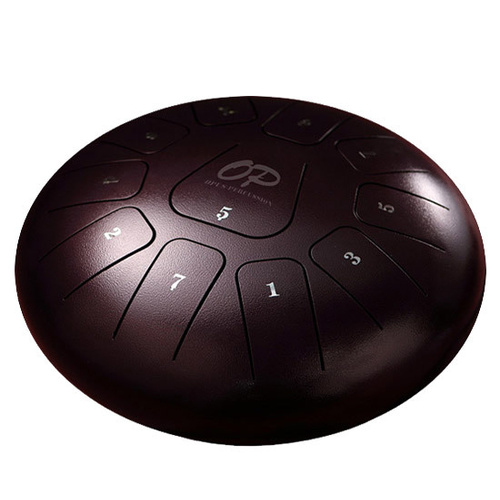 Opus Percussion 12" Metal 11-Note Tongue Drum in Chestnut with Mallets & Carry Bag